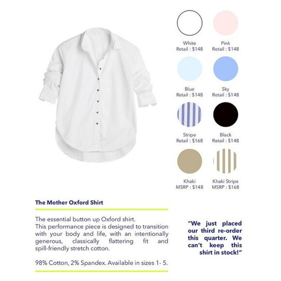 Mother Oxford Womens White Button-Up Boyfriend Shirt With Collared Neck & Long S - Picture 8 of 14